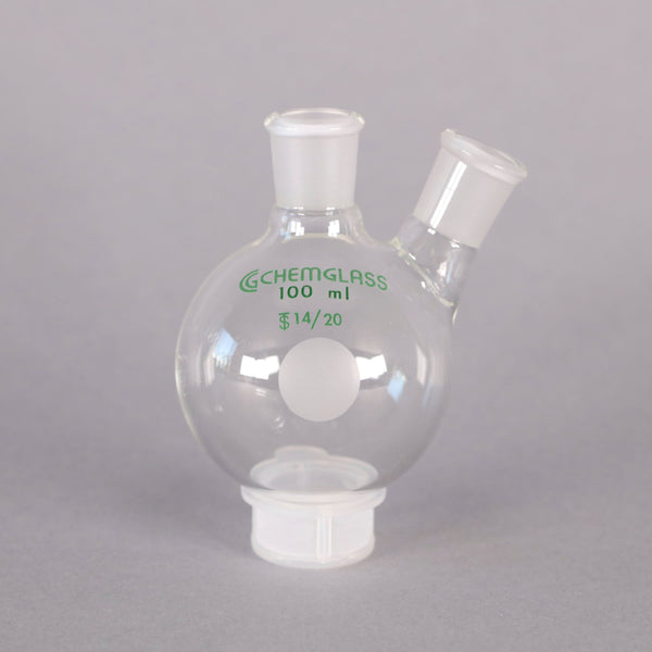 Chemglass 100mL 2 Neck Heavy Wall Round Bottom Flask #CG-1520-49