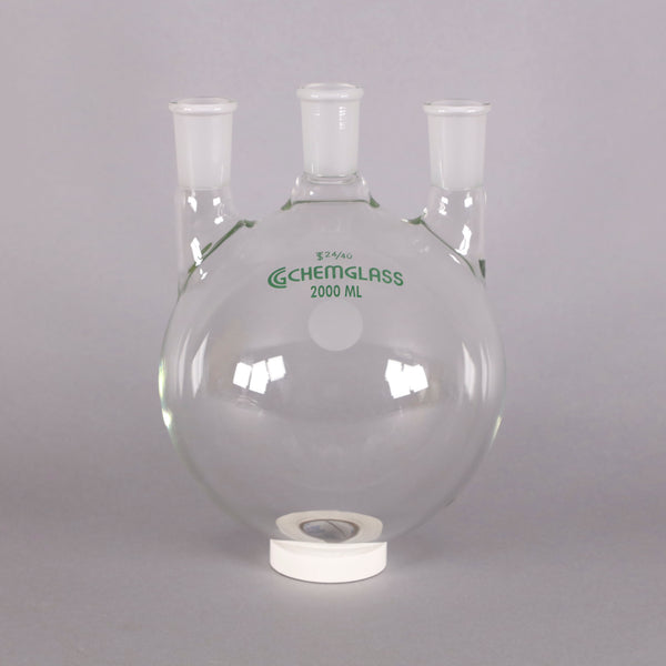 Chemglass 2000mL 3-Neck Heavy Wall Round Bottom Flask #CG-1522-50