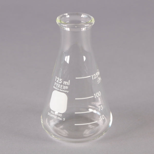 Pyrex 125mL Narrow Mouth Erlenmeyer Flask with Heavy Duty Rim #4980-125