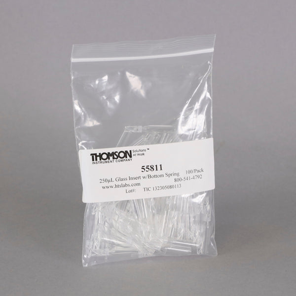 Thomson 250uL Glass Vial Inserts with Bottom Spring #55811
