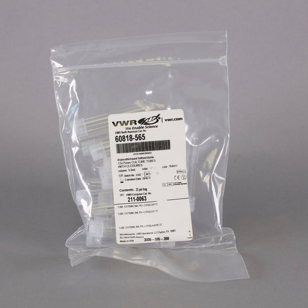 VWR 12x75mm Polystyrene Round Bottom Culture Tubes #60818-565