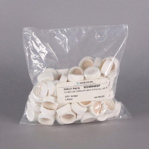 Wheaton White Polypropylene 24-400 Caps with Silicon Liner #W240846SP